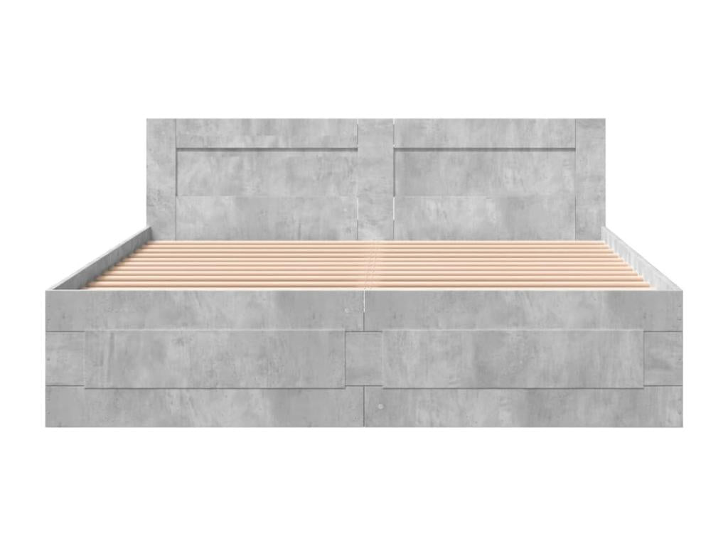 Cadre de lit et tête de lit sans matelas gris béton 150x200 cm FSGF94959