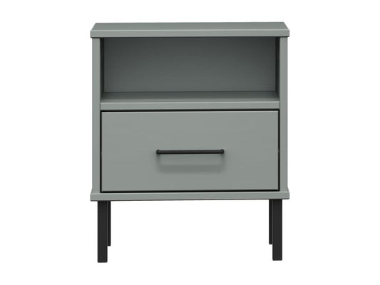 Table de chevet avec pieds en métal Gris Bois pin massif Chicyla LIAI57638