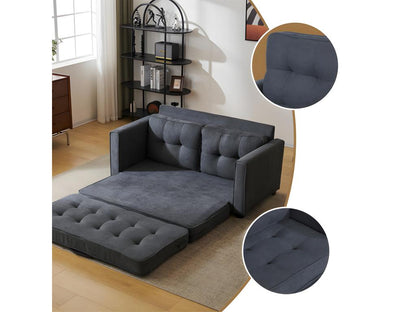 Canapé convertible 2 places - en tissu de lin - 2 poches sur les côtés - Gris OLOH96240