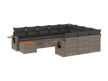 Salon de jardin 11 pièces avec coussins gris résine tressée GIJF33566