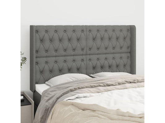 Tête de lit avec oreilles Gris foncé 163x16x118/128 cm Tissu CSYR10734