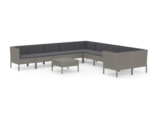Salon de jardin 11 pièces avec coussins Résine tressée Gris VYQV55157