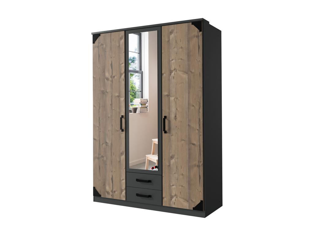 Armoire placard meuble de rangement 2 portes Couleuris graphite/imitation chêne AIAR48488