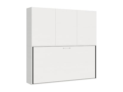 Lit escamotable horizontal blanc Chicyla 85x185 avec rangement et bibliothèque composition D-1 matelas 85x185cm RQOV74285