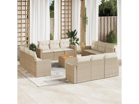 Salon de jardin avec coussins 13 pcs beige résine tressée FCNZ61454