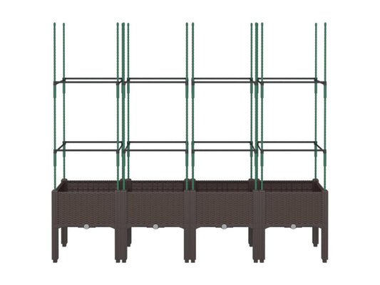 Jardinière avec treillis marron 160x40x142.5 cm PP FSCS85657