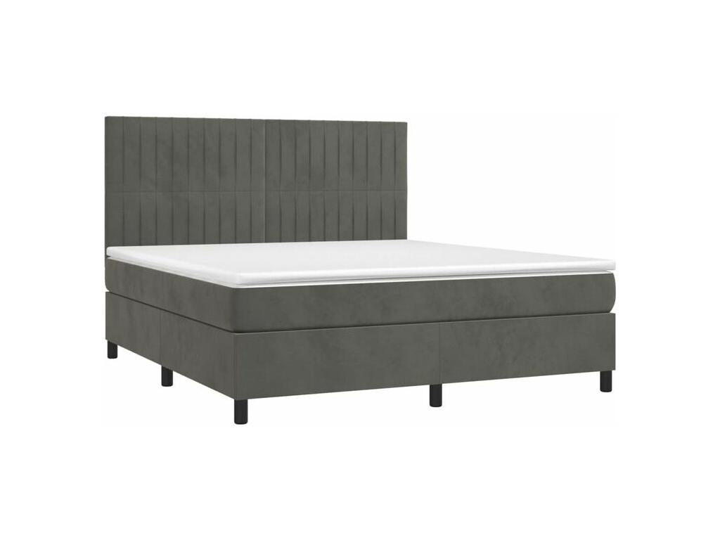 Sommier à Meuble de lit et matelas Gris foncé 160x200 Velours