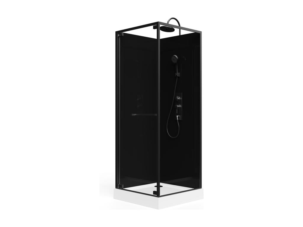 Cabine de douche installation réversible - Hauteur réglable - Noir - L80 x l80 x H213/232 cm - Laviecasa PTUU74286