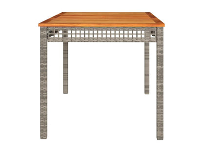 Table de jardin gris 140x80x75 cm résine tressée et bois Chicyla AGWF93809