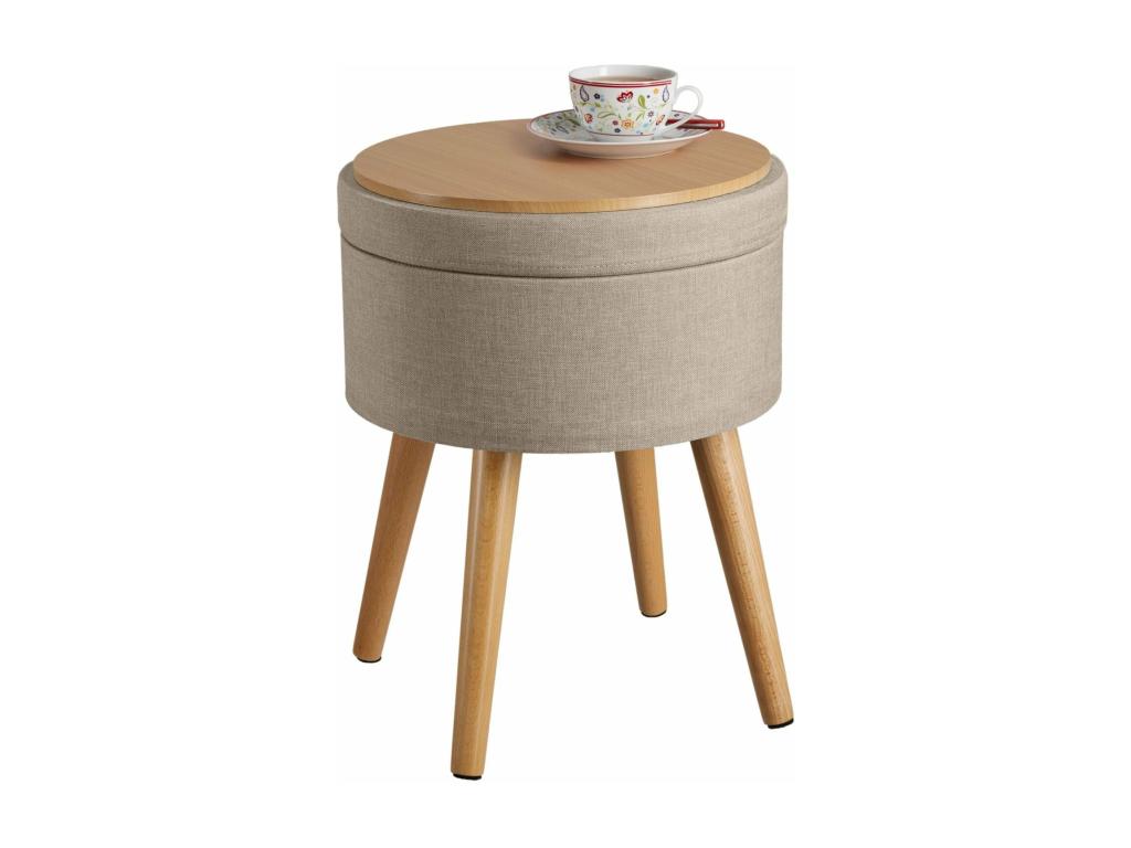 Tabouret siège pouf avec beige 35,5x35,5x45,5 cm 08 0000558 NDTO60308