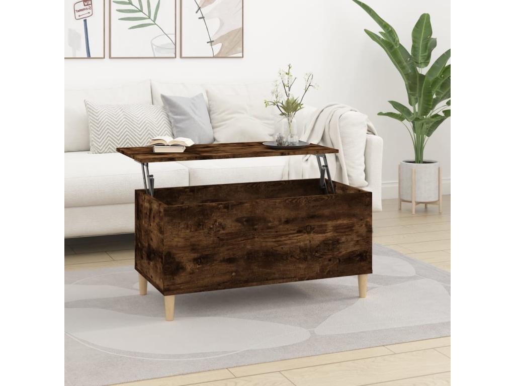 Table basse Chêne fumé 90x44,5x45 cm Bois d'ingénierie QSJU71754
