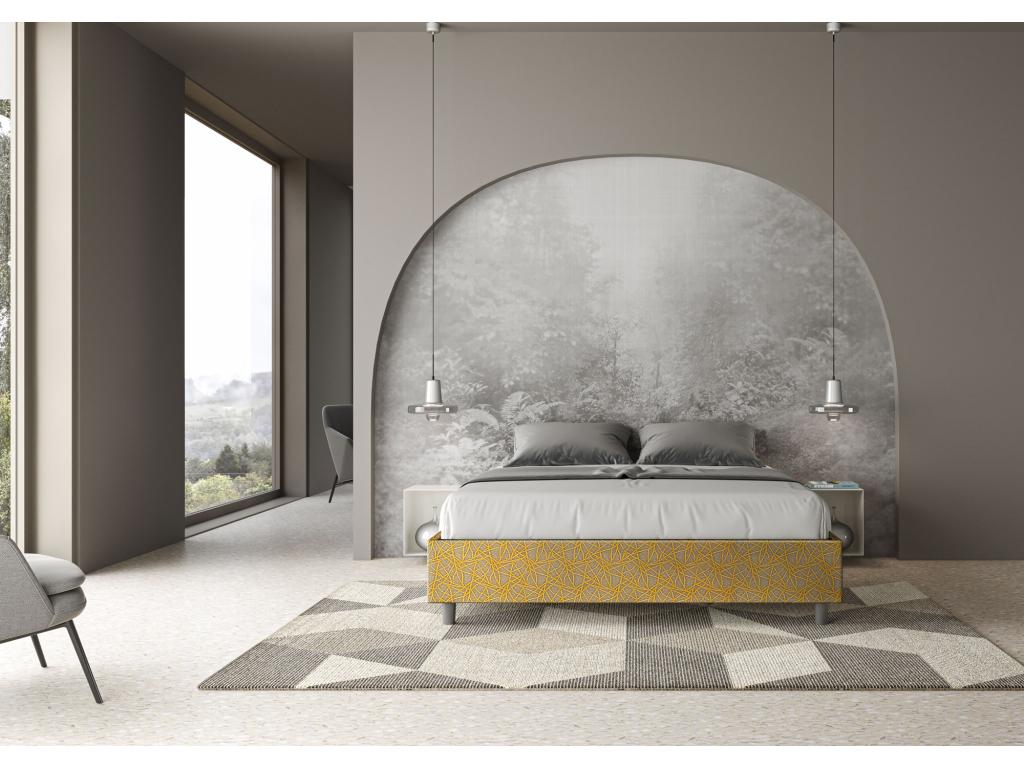 Lit coffre rembourré 160x210 tissu Chicyla 06 jaune Chicyla REHF60289