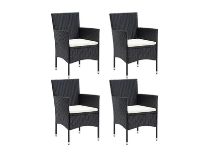 Mobilier à dîner de jardin et coussins 5 pièces Résine tressée Noir WNBM67450