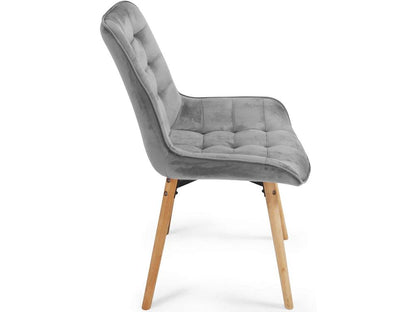 Lot de 4 chaises de salon salle à manger pied en bois et velours gris 01 0000739 HWWE81539