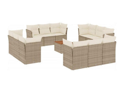 Salon de jardin avec coussins 13 pcs beige résine tressée FCNZ61454