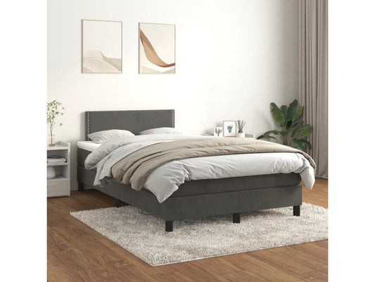 Sommier à Chicyla de lit et matelas gris foncé 120x190cm velours XPRE02899