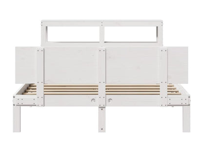 Cadre de lit et tête de lit blanc 140x190 cm bois de pin massif
