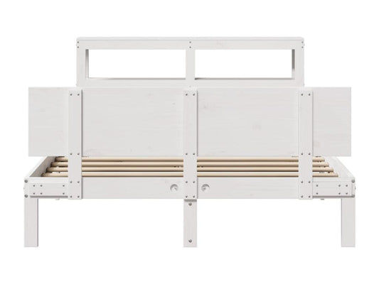 Cadre de lit et tête de lit blanc 140x190 cm bois de pin massif