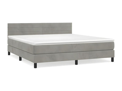 Lit à sommier tapissier et matelas Gris clair 160x200 Velours 2 NSZC53031