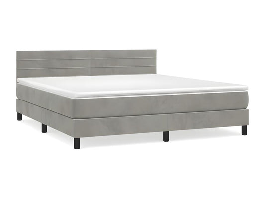 Lit à sommier tapissier et matelas Gris clair 160x200 Velours 2 NSZC53031
