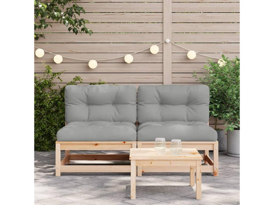 Canapés de jardin sans accoudoirs coussins 2pcs bois massif pin YKPK83548
