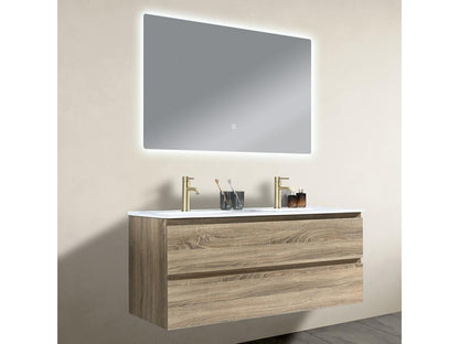 Meuble salle de bain double vasque 120cm bois et miroir LED LB-8331M VCYS32732