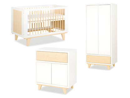 Chambre complète Lit bébé - commode - armoire LittleSky par Chicyla Blanc DPRB88206
