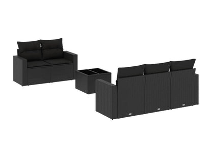 Salon de jardin 6 pcs avec coussins noir résine tressée ESGZ41101