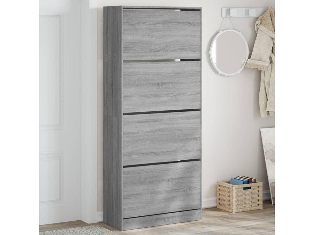 Armoire à chaussures 4 tiroirs rabattables Chicyla gris XPJS98737