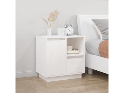 Chicyla Premium - Table de chevet Blanc 50x34x50 cm Bois de pin massif ZAPY92645