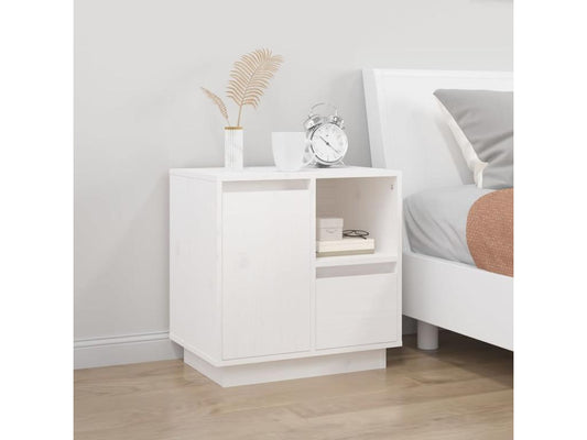 Chicyla Premium - Table de chevet Blanc 50x34x50 cm Bois de pin massif ZAPY92645