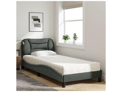 Lit avec matelas gris foncé 90x190 tissu BIXJ05908