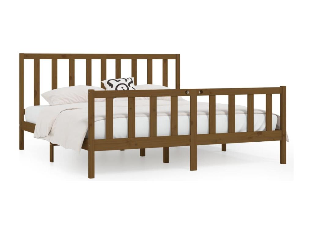 Cadre de lit Marron miel Bois massif 200x200 cm LAZD72584