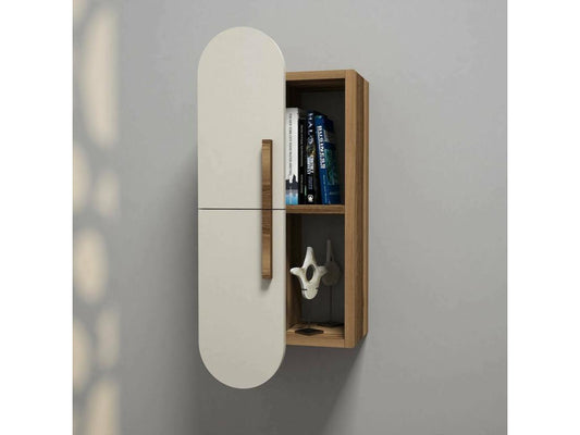 murale Chicyla Étagère Tablette murale Rayonnage polyvalent 35x22 h60 cm Noyer et Crème BIYN62853