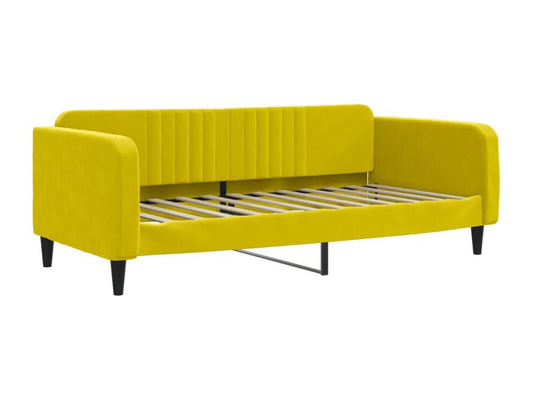 Lit de repos jaune 90x200 velours GEDJ17147