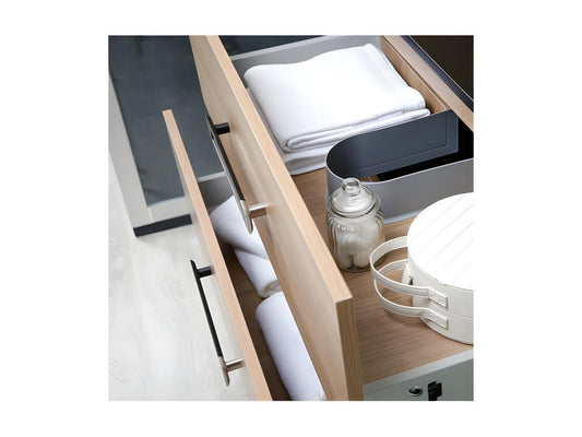 Meuble sous vasque suspendu 2 tiroirs 90 cm Bois Miroir - Chicyla - L 91 xl 46 x H 53 cm WVCA18420