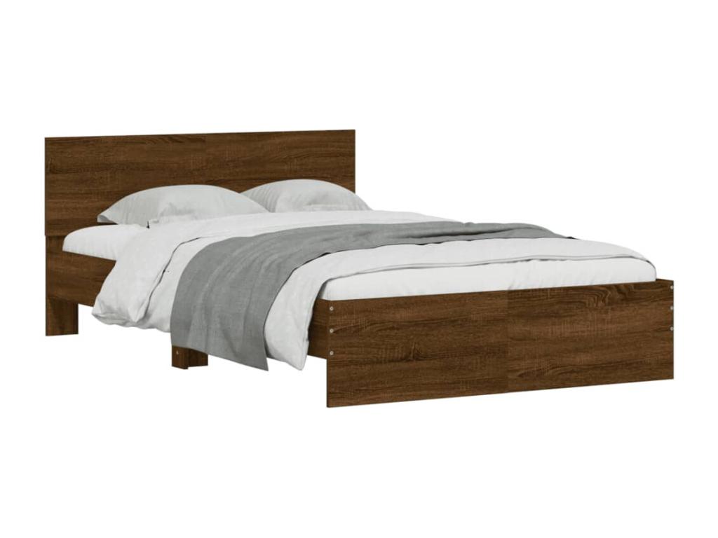 Cadre de lit avec tête de lit chêne marron 135x190 cm SHBR16383