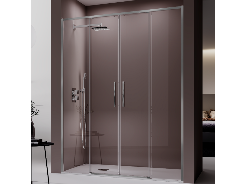 Paroi de douche 2 verres fixes 2 portes coulissantes Chicyla 139-141,6 cm LGLU26636