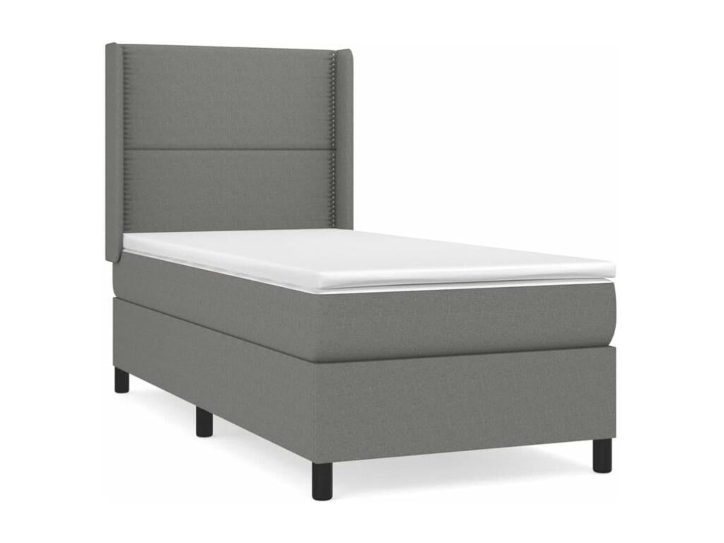 Sommier à Chicyla de lit avec matelas Gris foncé 100x200 Tissu VJZQ51186