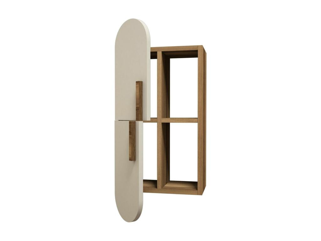 murale Chicyla Étagère Tablette murale Rayonnage polyvalent 35x22 h60 cm Noyer et Crème BIYN62853