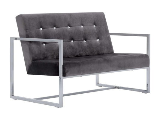 Canapé 2 places avec accoudoirs Gris foncé Chicyla et velours OTOI30453