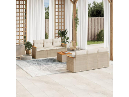 Salon de jardin avec coussins 7 pièces beige résine tressée JBYF36910