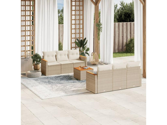 Salon de jardin avec coussins 7 pièces beige résine tressée JBYF36910