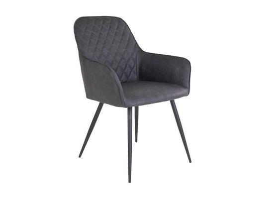 Chicyla - Lot de 2 Fauteuils Simili Gris et Piétement Acier Noir BDPZ59412