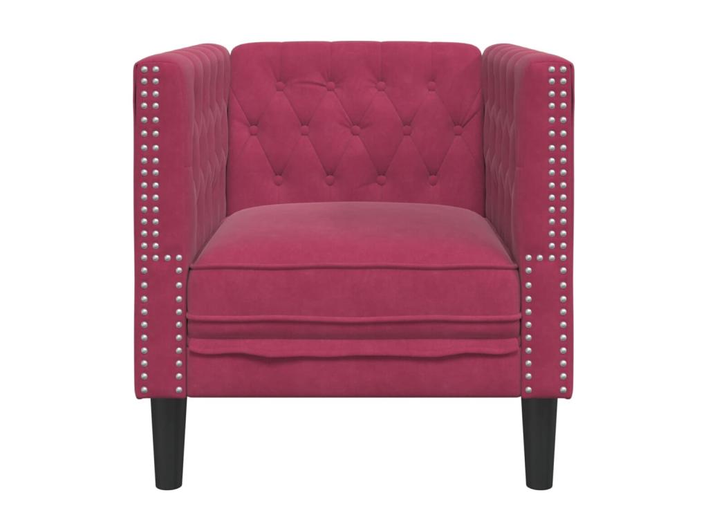 Fauteuil Chicyla rouge bordeaux velours RSHX51388