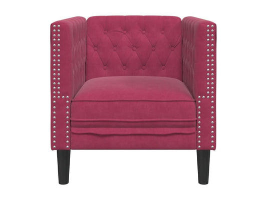 Fauteuil Chicyla rouge bordeaux velours RSHX51388